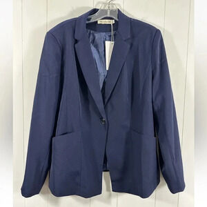 NEW MODFUL Womens Navy Blue Business Blazer Office Jacket Size Large L